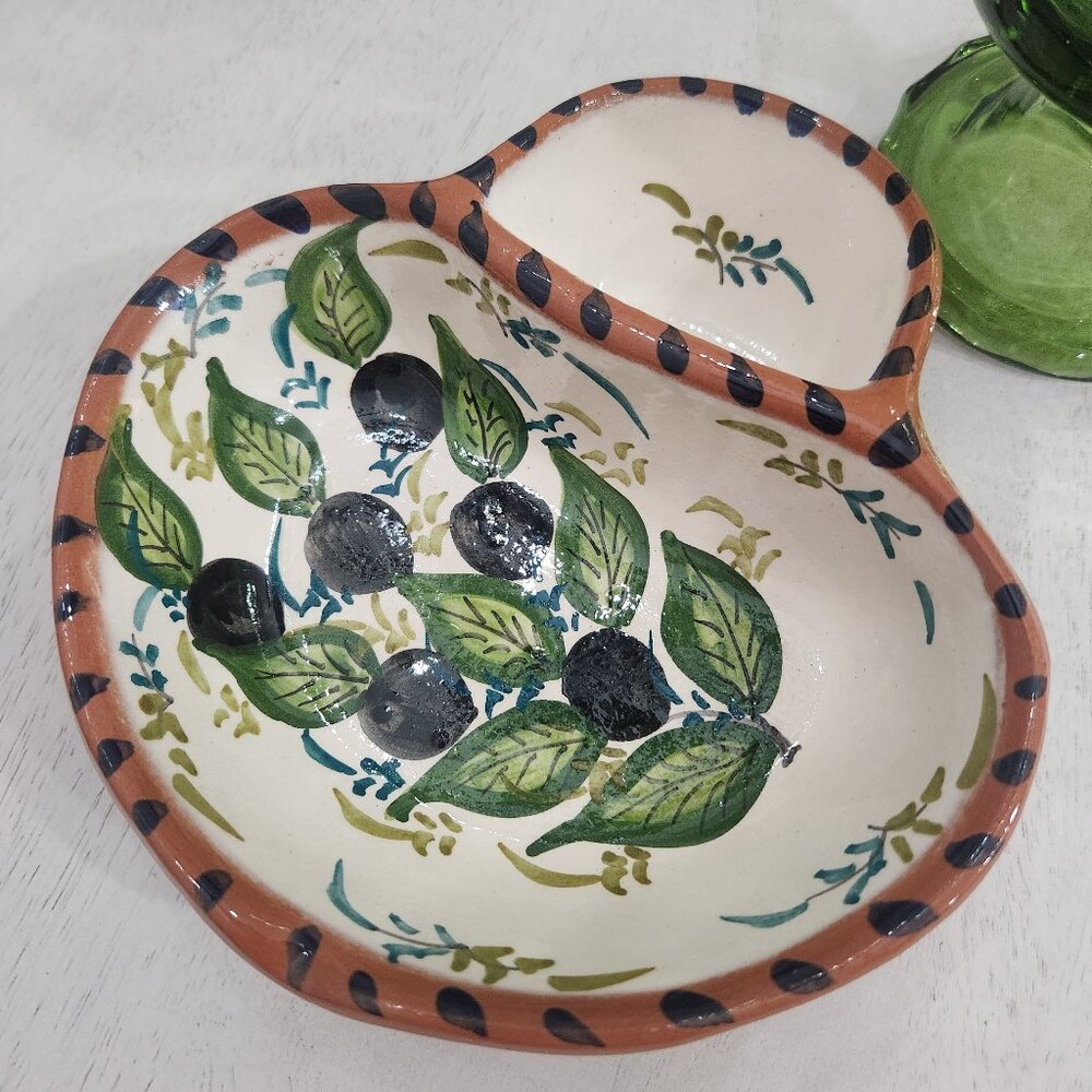 Olaria Eristo Sao Pedro Portugal Vintage Pottery Olive Bowl